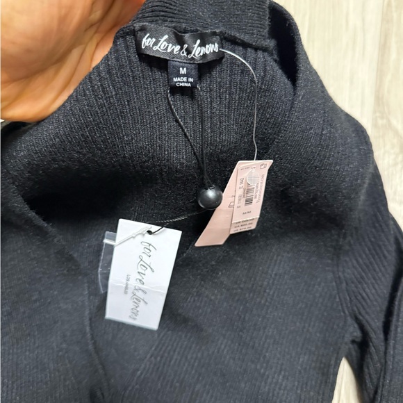 NWT For Love And Lemons Black Ribbed cropped Cardigan Medium - Picture 4 of 5